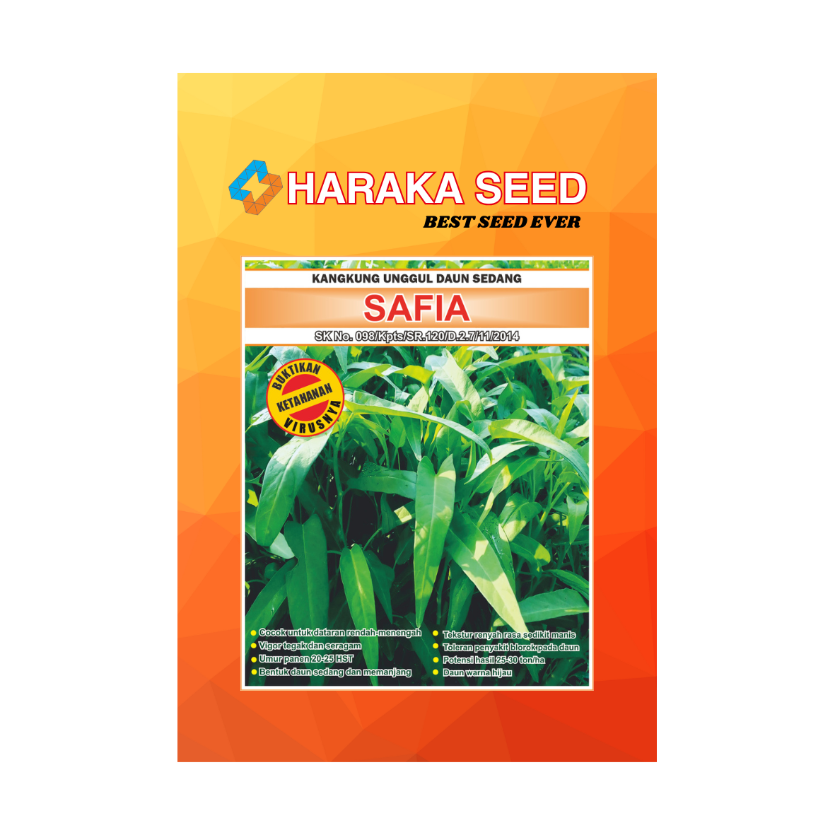 Kemasan benih Kangkung Daun Sedang SAFIA