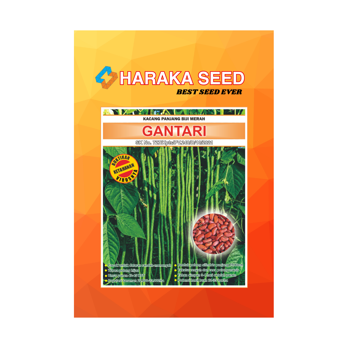 Kemasan benih Kacang Panjang Biji Merah GANTARI