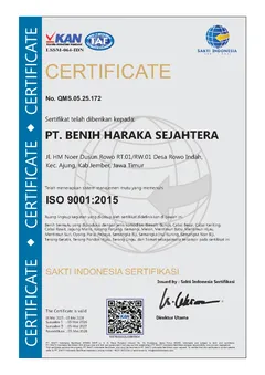Sertifikat ISO 9001:2015 PT Benih Haraka Sejahtera